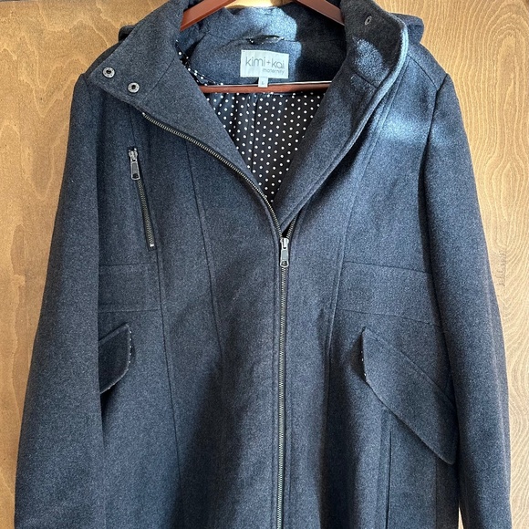 Kim+Kai Asymmetric-Zip Wool Maternity Coat